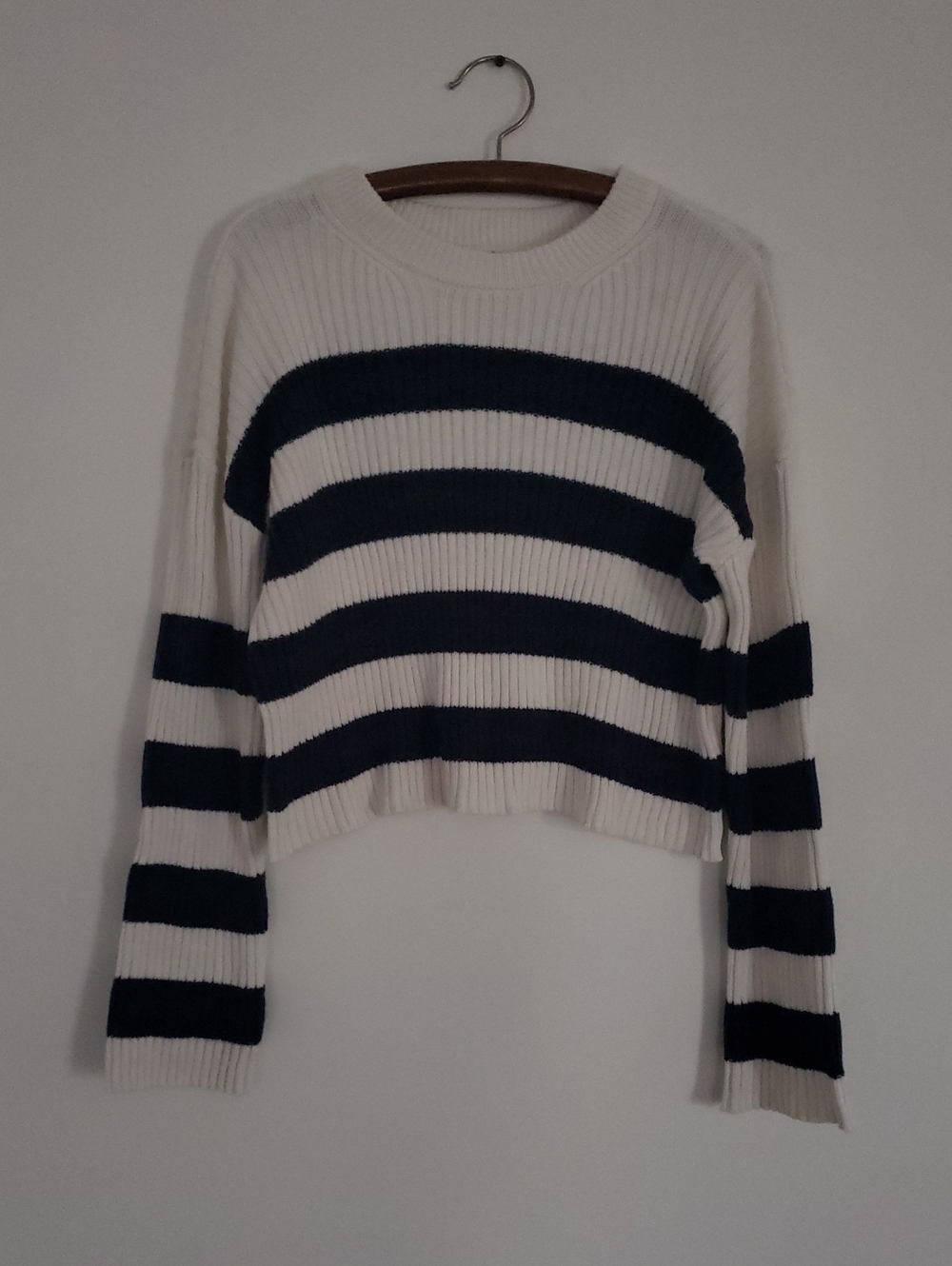 Pink Rose Navy And White Striped Sweater